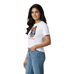 Women’s Graphic Print Round Neck T-Shirt- Krishna (170 GSM single jersey)