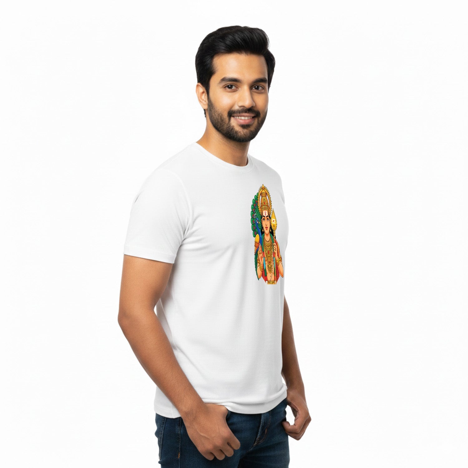Men’s Graphic Print Round Neck T-Shirt- Murugan (170 GSM single jersey)