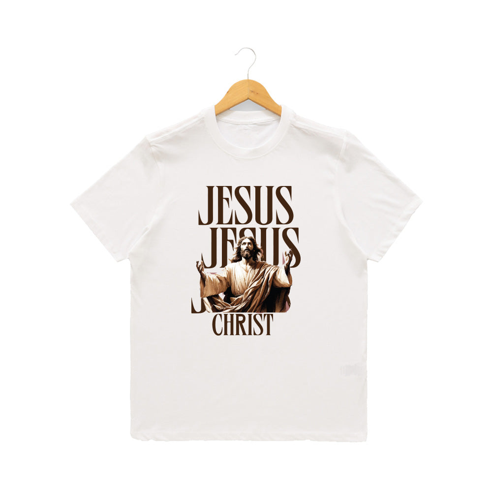Men’s Graphic Print Round Neck T-Shirt-Jesus(170 GSM single jersey)