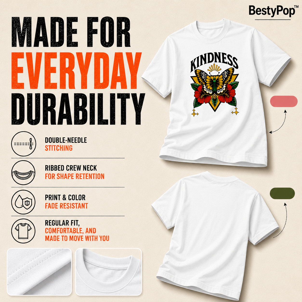 Women's Crew Neck t-shirt - Kindness (170 GSM single jersey)